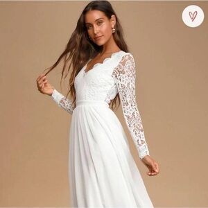 Lulu's Awaken My Love White Lace Long Sleeve Dress